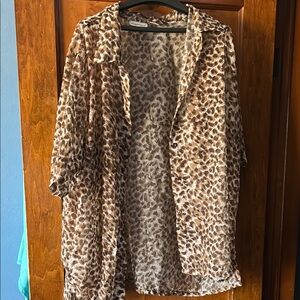 Leopard Print Button-Up Blouse